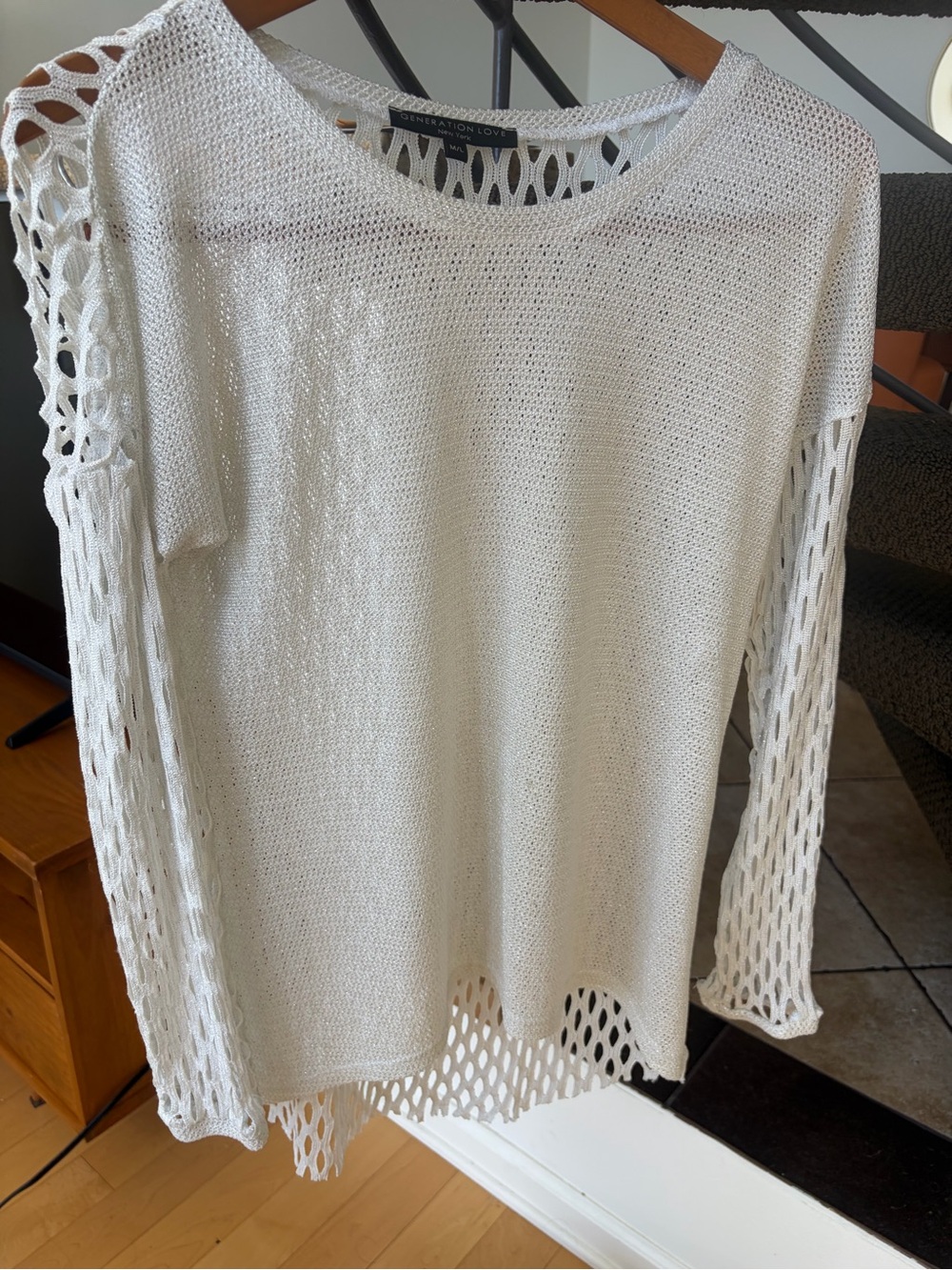 Generation Love silver /white Mesh top M/L USA Made